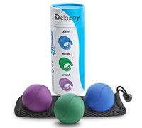 DELAWAY Juego de pelotas antiestrés para adultos - Bolas de terapia de mano en 3 grosores - Pelota de aplastamiento con bolsa de almacenamiento - Entrenador de manos - Pelotas de relajación para