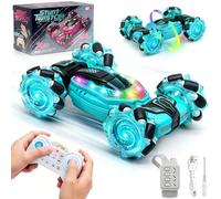 DELEE Coche teledirigido 360° Flip 4WD Juguetes Coche RC Car Toys con Luz de Música Mando a Distancia y Smartwatch Doble Control Navidad Regalo Niño 6-12 Años Juegos para Niños (Azul)