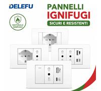DELEFU Enchufe de Pared USB Tipo C de Carga Rápida, Blanco, Retardante, para Italia, con Interruptor Inteligente Schuko, para TV Satelital, Teléfono y Timbre, Chile PC White