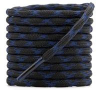 DELELE 2 pares de zapatos redondos con forma de onda no deslizante, resistentes y duraderos, para exteriores, cordones para zapatos de senderismo, 15 azul y negro, 47.24" Inch (120CM)