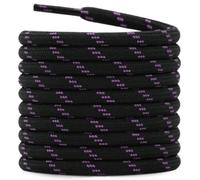 DELELE Cordones de zapatos de senderismo para botas, 2 pares de cordones redondos resistentes, cordones de trabajo, De02-03 Lunares negros y morados, 43 inch (110CM)