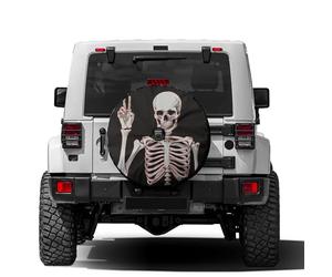 Delerain Cubierta de neumático de Repuesto con Agujero para cámara de Respaldo, Cubierta de Rueda de Esqueleto Humano, Impermeable, a Prueba de Polvo, UV, Ajuste Universal para Jeep, Remolque, RV,