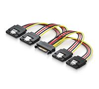 deleyCON 0,15m Adaptador de Alimentación S-ATA en Y - 1x Puerto SATA Hembra a 4x Conectores Macho - para HDD y SSD Internos - Alimenta hasta 4 Dispositivos