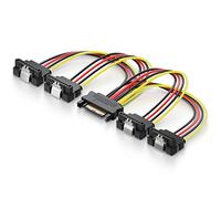 deleyCON 0,15m S-ATA Adaptador de Alimentación en Y - de 1x SATA Hembra a 4x SATA Macho en Àngulo - Cable de Alimentación Interno SATA de HDD SSD - Conecte Hasta 4 Dispositivos