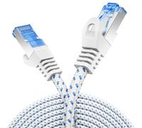 deleyCON 0,25m CAT 8 Patch Cable (40 Gbit/s, 2000 MHz) Gigabit Cable de Red Cable Ethernet RJ45 S/FTP POE CAT8 LAN Cable para PS5 Router Módem TV Switch Laptop - Blanco