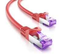 deleyCON 0,25m CAT7 Cable Red - 10 Gigabit - RJ45 Patch Ethernet (Cobre, Blindaje SFTP PiMF) - para Highspeed LAN DSL Switch Modem Router Patchpanel CAT7 CAT6 CAT5 - Rojo