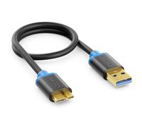deleyCON 0,30m Cable Micro USB 3.0 Corto - Cable de Datos Hasta 5 Gbit/s & de Carga para Móvil, Smartphone, Tablet y Discos Duros Externos - Conector USB-A a Micro-B Negro