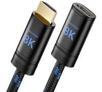 deleyCON 0,5m Cable Extensión HDMI 2.1 8K - para TV, Monitor, PS4, PS5, Xbox, Dolby Atmos Soundbar EARC HDR10+ 48Gbps Extensión Acoplador Adaptador - 8K@60Hz, 4K@120Hz/144Hz, 2K@240Hz