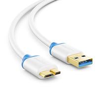 deleyCON 0,5m Cable Micro USB 3.0 Corto - Cable de Datos Hasta 5 Gbit/s & de Carga para Móvil, Smartphone, Tablet y Discos Duros Externos - Conector USB-A a Micro-B Blanco
