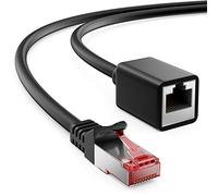 deleyCON 0,5m Cat6 Cable de Conexión Extensión para Ethernet LAN Cable de Red Cable de Internet - RJ45 Macho a RJ45 Hembra S/FTP PiMF 250MHz Cobre - Negro