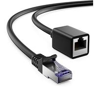 deleyCON 0,5m CAT7 Patch Extensión para Ethernet LAN Red - CAT 7 Línea Base con Conector RJ45 a Hembra RJ45 S/FTP Cobre PiMF 600 MHz - Negro