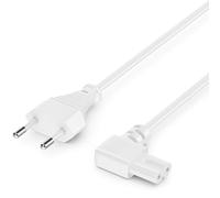 deleyCON 1,5m Cable de Alimentación - Enchufe Tipo c Euro a C7 90° en Ángulo - Cable TV, BLU-Ray, Receptor DVD, Electrodomésticos, Fuentes de Alimentación - Blanco