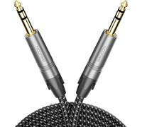 deleyCON 1,5m Cable de Instrumento Jack 6,35mm a 6,35mm TRS (Estéreo) AUX - Calidad de Estudio - de Cobre OFC Puro (AWG24) - para Amplificador Mezclador Guitarra Eléctrica Bajo Teclado