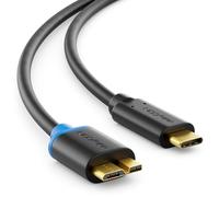 deleyCON 1,5m USB 3.0 Micro B Cable - USB C to Micro B USB 3.0-5 Gbit/s - Charging Cable Data Cable Thunderbolt - For PC Computer Smartphone Tablet Notebook Cargador Disco Duro Externo HDD