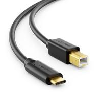 deleyCON 1,5m USB C Cable de Impresora (Para Impresoras, Escáneres, MIDI) Cable USB-C a USB-B, para Epson HP Samsung Canon Brother iPhone 16 15 Notebook Tablet PC MacBook