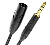 deleyCON 1,5m XLR a 6,35mm Jack Estéreo - Cable Micrófono Audio Adaptador AUX - Calidad Estudio - de Cobre OFC puro (AWG24) Conector XLR a Conector Jack 6,35mm - Bloqueo Metálico