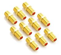 deleyCON 10 Piezas Sat Adaptador Conector Cable Coaxial Extender 2X F-Hembra Tuerca Ancho Chapado en Oro para Sat Cable BK Sistemas