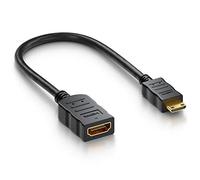 deleyCON 10cm Mini HDMI Adaptador Portsaver Mini-HDMI Conector a HDMI Hembra - Audio Video Transmisión 4K UHD 2160p FULL HD 1080p