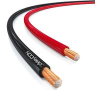 deleyCON 10m Cable de Altavoz 2x 1,5mm² Aluminio Recubierto de Cobre CCA Marca de Polaridad 2x48x0,20mm Trenza BauPVO/CPR - Negro/Rojo