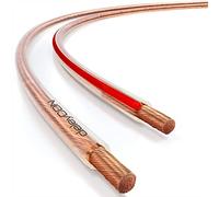 deleyCON 10m Cable para Altavoz 2x 4,0 mm² - Cobre Puro OFC - Audio para HiFi y Surround - Marcado de Polaridad - Transparente