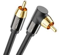 deleyCON 10m Cable para Subwoofer - Conector Acodado - Cable Coaxial RCA Cinch - para Subwoofer, Receptor AV, Amplificador HiFi, Sistemas HiFi, Barras de Sonido, Altavoces Activos - Nylon Negro