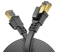 deleyCON 10m CAT 8.1 LAN Plano Red Conductor Cobre 40 Gbit 2000 MHz Patch Gigabit Ethernet RJ45 Conector LAN DSL CAT.8 Línea - Negro