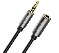 deleyCON 10m Extensión Headset CTIA 4 Polos TRRS Micrófono 3,5mm Jack Cable Prolongador Auriculares AUX Conector Metálico Estéreo Audio PC Móvil Smartphone Tablet HiFi Receptor