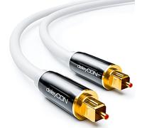 deleyCON 10m Óptico Digital Audio Cable - S/PDIF - 2x Toslink Conector - Fibra Óptica Conector Metálico 5mm Flexible - Blanco
