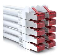 deleyCON 10x 0,25m CAT6 Cable Patch S/FTP PIMF Blindaje CAT-6 RJ45 Cable Red Ethernet LAN DSL Switch Router Modem Access Point Paneles Patch - Blanco