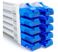 deleyCON 10x 0,25m CAT6 Cable Red Set - Corto 25cm U-UTP RJ45 CAT-6 LAN Cable Patch Ethernet DSL Switch Router Modem Repeater Patchpanel - Blanco