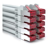 deleyCON 10x 0,5m CAT6 Cable Patch S/FTP PIMF Blindaje CAT-6 RJ45 Cable Red Ethernet LAN DSL Switch Router Modem Access Point Paneles Patch - Gris