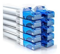 deleyCON 10x 0,5m CAT6 Juego de Cables de Red - Corto 50cm U-UTP RJ45 CAT-6 LAN Cable Patch Cable Ethernet DSL Switch Router Módem Repetidor Patch Panel - Blanco
