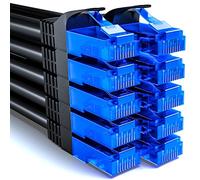 deleyCON 10x 0,5m CAT6 Juego de Cables de Red - Corto 50cm U-UTP RJ45 CAT-6 LAN Cable Patch Cable Ethernet DSL Switch Router Módem Repetidor Patch Panel - Negro