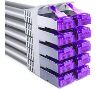 deleyCON 10x 0,5m CAT7 Cable de Red - 10 Gigabit - Corto 50cm RJ45 Cable Patch Ethernet (Cobre, Blindaje SFTP PiMF) - LAN DSL Switch Modem Router Patchpanel CAT7 CAT6 CAT5 - Gris