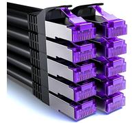 deleyCON 10x 0,5m CAT7 Cable de Red - 10 Gigabit - Corto 50cm RJ45 Cable Patch Ethernet (Cobre, Blindaje SFTP PiMF) - LAN DSL Switch Modem Router Patchpanel CAT7 CAT6 CAT5 - Negro