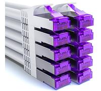 deleyCON 10x 0,5m CAT7 Cable de Red - 10 Gigabit - Corto 50cm RJ45 Ethernet (Cobre, Blindaje SFTP PiMF) - para LAN DSL Switch Módem Router Patch Panel CAT6 CAT5 - Blanco