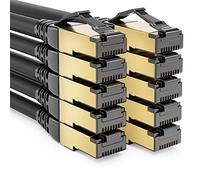 deleyCON 10x 1m CAT8.1 Patch Red Datos S/FTP PIMF 2000 MHz 40 Gbit RJ45 LAN DSL CAT.8 Ethernet Línea RJ45 Conector - Negro