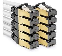 deleyCON 10x 2m Cable de Conexión CAT8.1 Cable de Red Cable de Datos S/FTP PIMF 2000MHz 40Gbit RJ45 Cable LAN DSL Cable Ethernet CAT.8 Conector RJ45 - Blanco