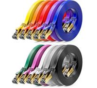 deleyCON 10x 2m Cable de Red Plano CAT 8 (40 Gbit/s, Cobre) Gigabit Ethernet LAN - Cable Plano Delgado Patch Largo - Conector RJ45 para CAT8 CAT7 CAT6 - Multicolor