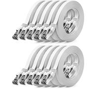 deleyCON 10x 2m CAT 8 Cable Red Plano (40 Gbit/s, Cobre) Gigabit Ethernet LAN - Cable Plano Delgado Largo - Conector RJ45 para CAT8 CAT7 CAT6 - Blanco