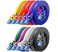 deleyCON 10x 2m CAT6 Cable de Red Plano 1000 Mbit Gigabit LAN - Cat 6 RJ45 Ethernet Patch Cable Instalación Delgado Plano - para Internet Switch Router Modem Patchpanel - Multicolor