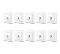 deleyCON 10x Toma de Red CAT6a Empotrada con RJ45 Keystone - 10 Gbps, STP Blindada, Caja de Datos para Cables Patch, Cables de Red, Cableado Ethernet, Gigabit LAN, Blanco
