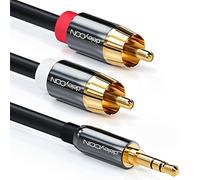 deleyCON 12,5m Cable Jack Cinch - 3,5mm Jack a RCA Cinch - Audio Estéreo - 1x 3,5mm Clavija a 2x Conector RCA - Conector Metálico - Negro
