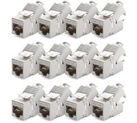 deleyCON 12x CAT 8 Módulo Keystone Jack Cable de Conexión Cable de Red Óptimo para CAT8 CAT7 CAT7a Cable de Instalación Conector Blindaje STP Toma RJ45 Red Panel de Conexiones Soporte Keystone