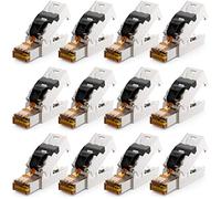 deleyCON 12x Conector RJ45 10 Gbit/s Sin Herramientas Pinza de Corte LSA para LAN Ethernet Cable de Instalación - Para Cables de Red CAT6a CAT7 CAT7a CAT8 Cable PoE Blindado Carcasa Metálica