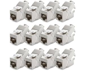 deleyCON 12x Módulo Keystone CAT 6a Jack STP Completamente Blindado Toma RJ45 Instalación Montaje Snap-IN 500Mhz 10GBit/s