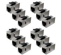 deleyCON 12x Módulo Keystone Cat6a Acoplador para Patch Cable 10 Gbit/s - Conector Blindado, 2x RJ45 Hembra - para Patch Panel/Soporte Keystone - Ampliación