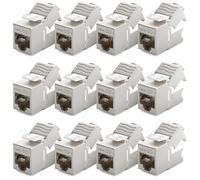 deleyCON 12x RJ45 Módulo Keystone Sin Herramientas (10 Gbit/s, 500 MHz) LSA, Totalmente Apantallado STP, Toma LAN/Ethernet para Cable CAT8 CAT7 CAT6 CAT5, Caja de Pared y Patch Panel