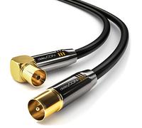 deleyCON 15m Cable Antena TV 4K - 4K Ultra-HD Full HD HDTV - 1x Acodado - Cable Coaxial - Conector IEC (Recto) a Toma IEC (90° Grados) - Conector Metálico - Negro