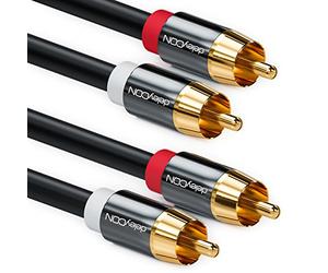 deleyCON 15m Cable Audio Estéreo RCA Cinch - 2x Conector - para Sistema HiFi, Receptor HiFi, Cine en Casa, Reproductor Blu-Ray - Negro